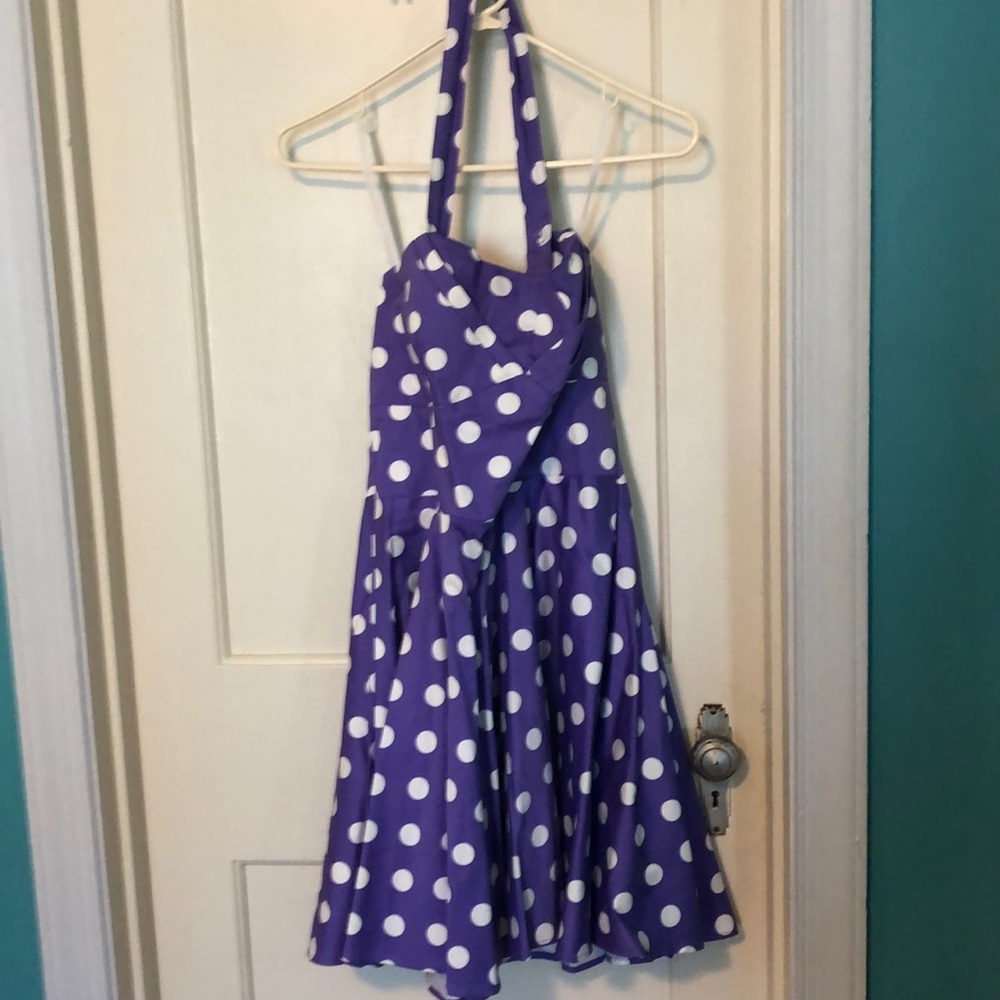 Ixia purple polka dot dress
